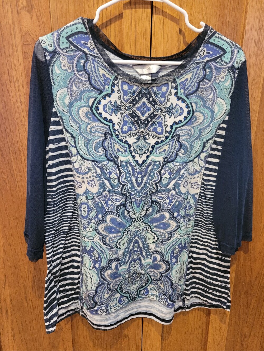 Cj Banks 1x Navy 3/4 Sleeve Top